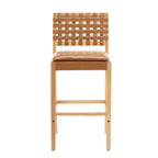 Tabouret de bar en bois d'hévéa, chaises de salle à manger tapissées en PU avec repose-pieds et cadre au fini naturel
