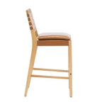 Tabouret de bar en bois d'hévéa, chaises de salle à manger tapissées en PU avec repose-pieds et cadre au fini naturel