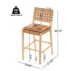 Tabouret de bar en bois d'hévéa, chaises de salle à manger tapissées en PU avec repose-pieds et cadre au fini naturel