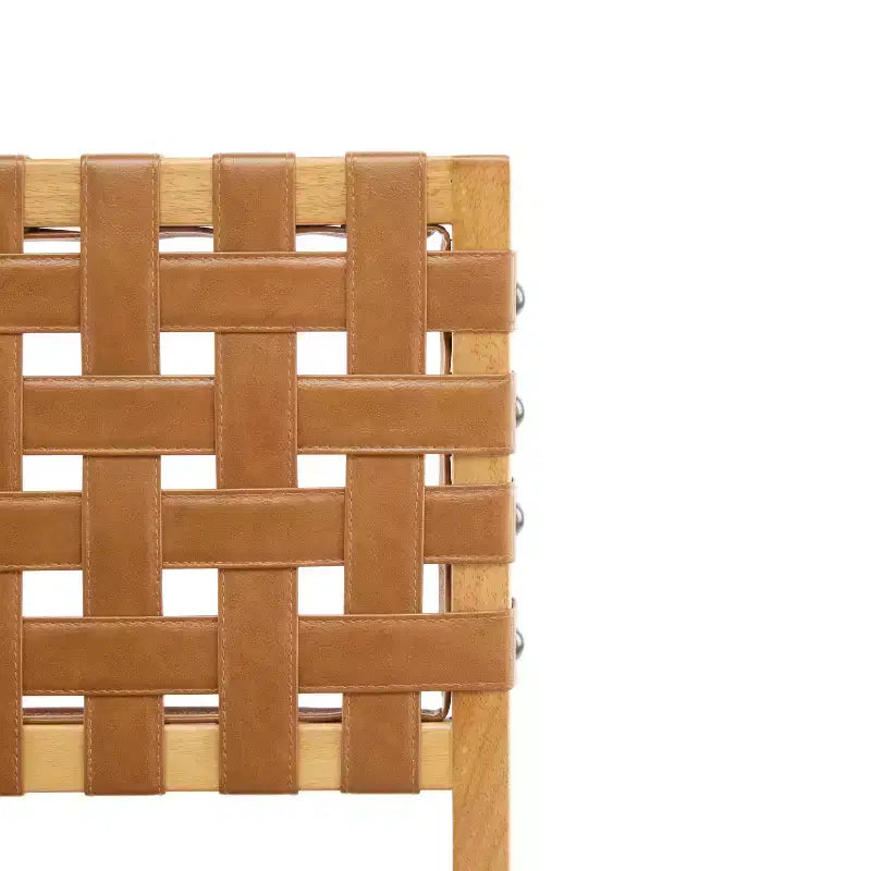 Tabouret de bar en bois d'hévéa, chaises de salle à manger tapissées en PU avec repose-pieds et cadre au fini naturel