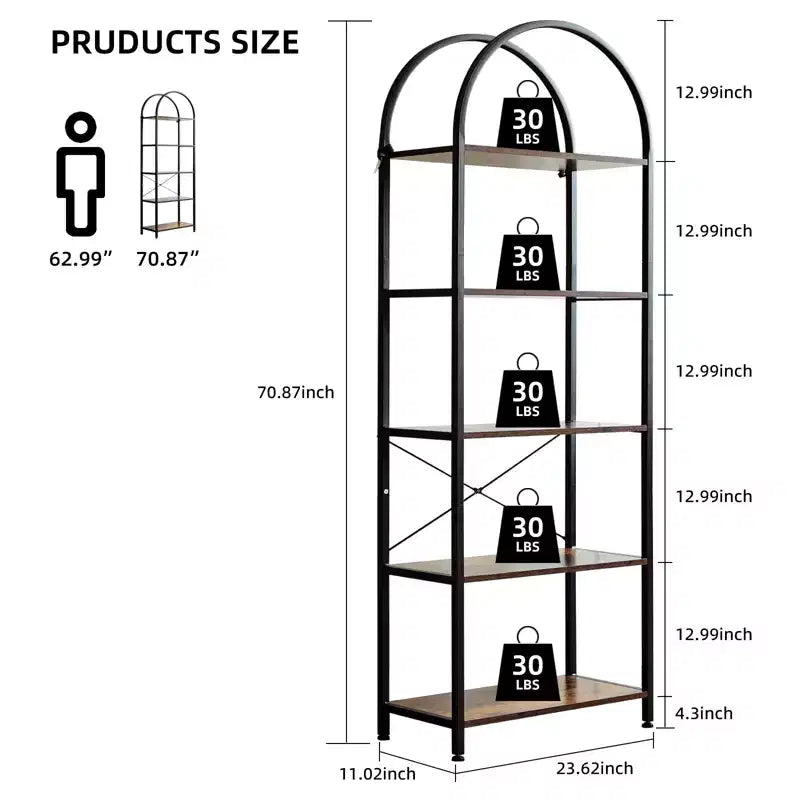 Étagère arquée à 5 niveaux Étagères de présentation hautes