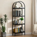 Arched Bookshelf 5 Tier Arched Display Racks Tall Standing Bookshelves with Metal Frame Modern Open Storage Shelf Display Rack