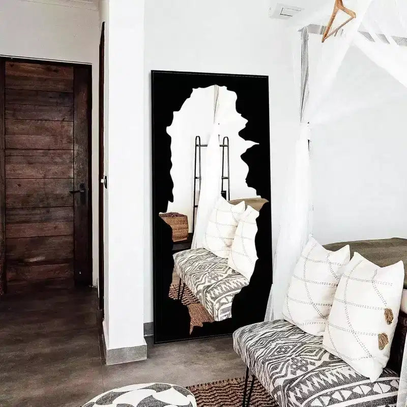 Miroir abstrait noir pleine longueur incassable sur pied ou mural