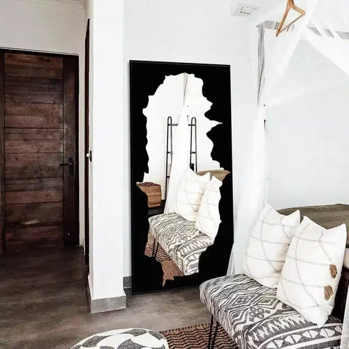 Miroir abstrait noir pleine longueur incassable sur pied ou mural