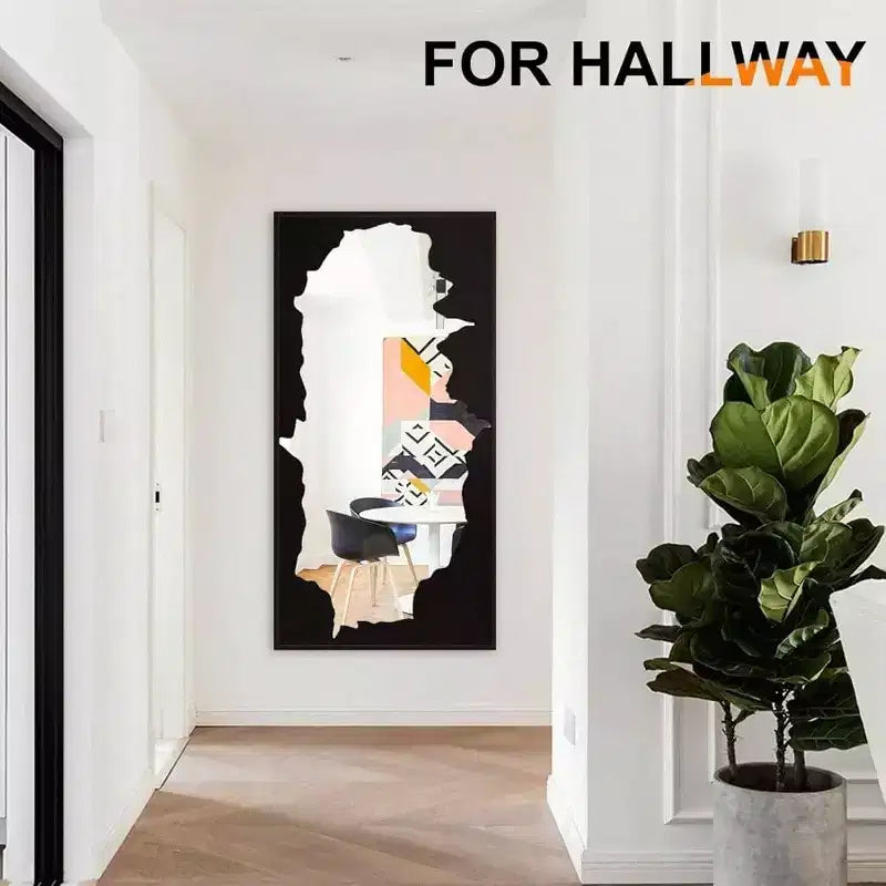 Miroir abstrait noir pleine longueur incassable sur pied ou mural