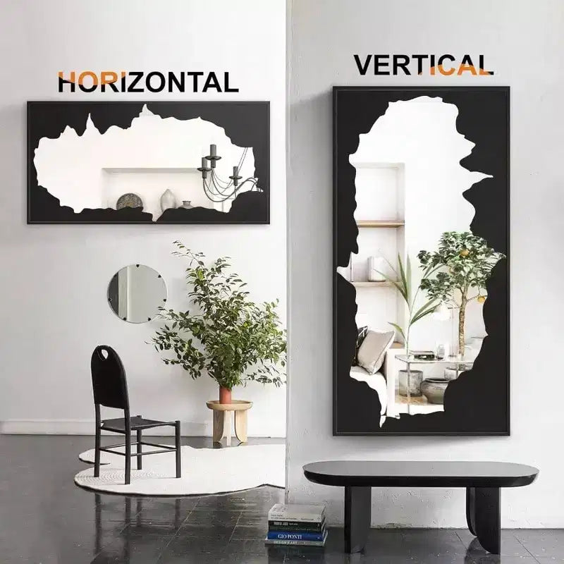 Miroir abstrait noir pleine longueur incassable sur pied ou mural
