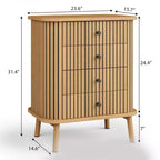 Commode 4 tiroirs Table de Chevet Moderne du Milieu du Siècle avec Rangement à Porte Coulissante Table d'Appoint