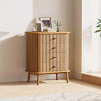 Commode 4 tiroirs Table de Chevet Moderne du Milieu du Siècle avec Rangement à Porte Coulissante Table d'Appoint
