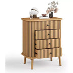 Commode 4 tiroirs Table de Chevet Moderne du Milieu du Siècle avec Rangement à Porte Coulissante Table d'Appoint