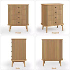 Commode 4 tiroirs Table de Chevet Moderne du Milieu du Siècle avec Rangement à Porte Coulissante Table d'Appoint
