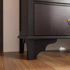 Vitrine Brun Foncé Ornée avec Porte Vitrée + Tiroir Bas de Rangement