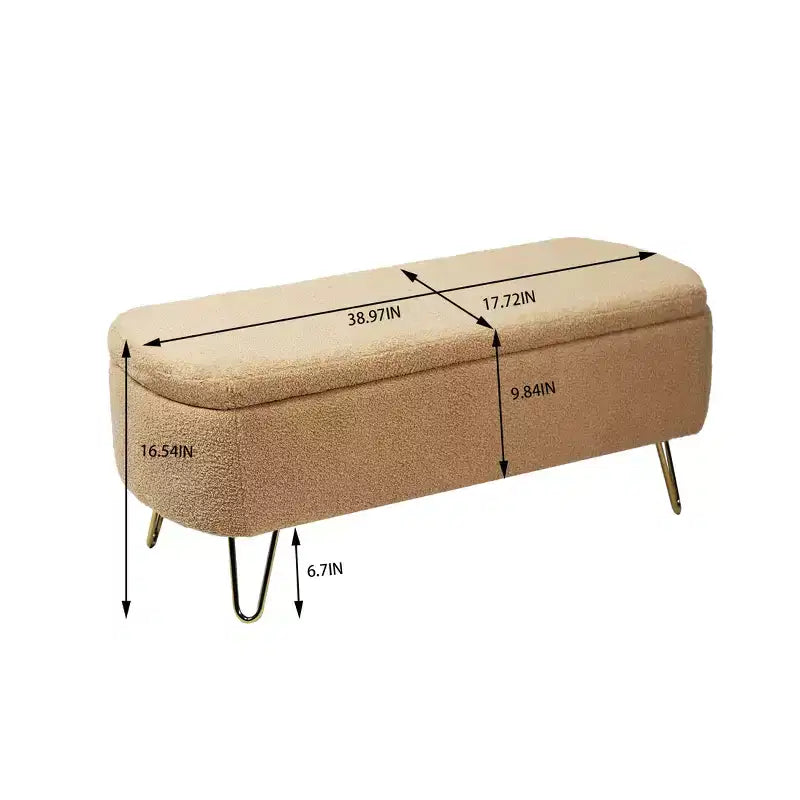 Banc de rangement en fausse fourrure capitonné, moderne, pour le bout de lit ou l'entrée