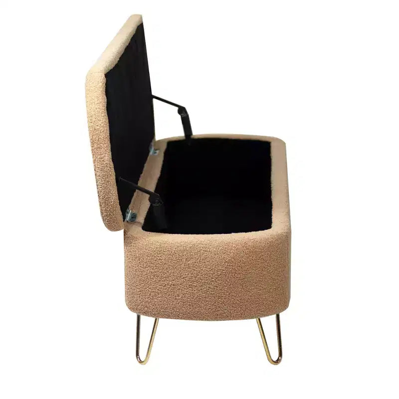 Banc de rangement en fausse fourrure capitonné, moderne, pour le bout de lit ou l'entrée