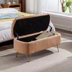 Banc de rangement en fausse fourrure capitonné, moderne, pour le bout de lit ou l'entrée