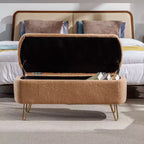 Banc de rangement en fausse fourrure capitonné, moderne, pour le bout de lit ou l'entrée