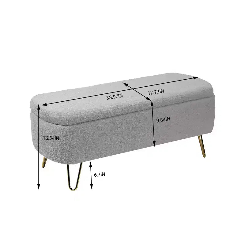 Banc de rangement en fausse fourrure capitonné, moderne, pour le bout de lit ou l'entrée