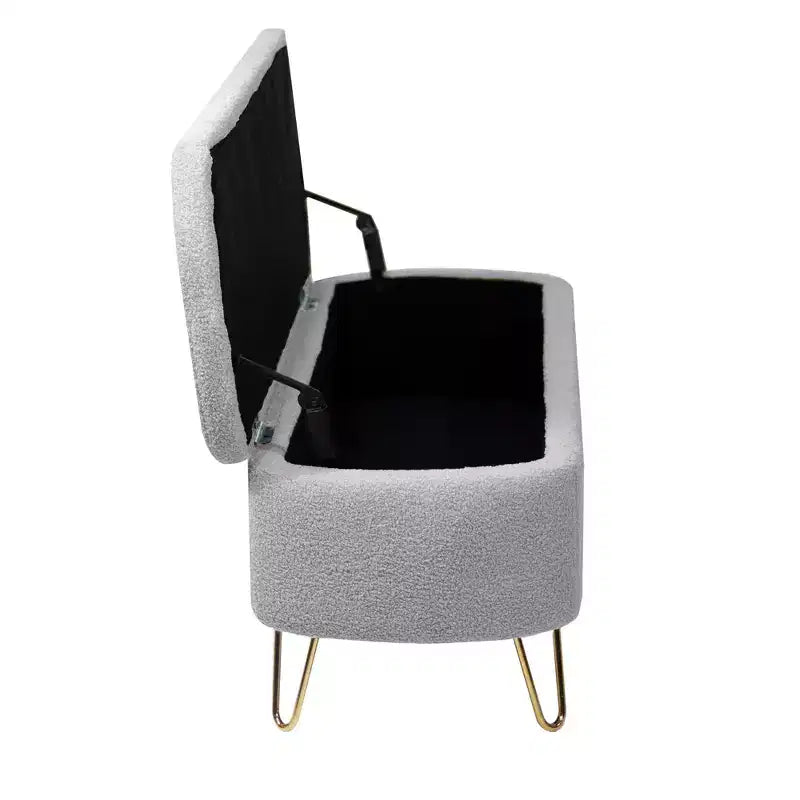 Banc de rangement en fausse fourrure capitonné, moderne, pour le bout de lit ou l'entrée
