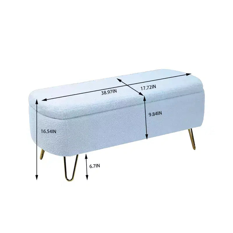 Banc de rangement en fausse fourrure capitonné, moderne, pour le bout de lit ou l'entrée