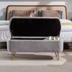 Banc de rangement en fausse fourrure capitonné, moderne, pour le bout de lit ou l'entrée
