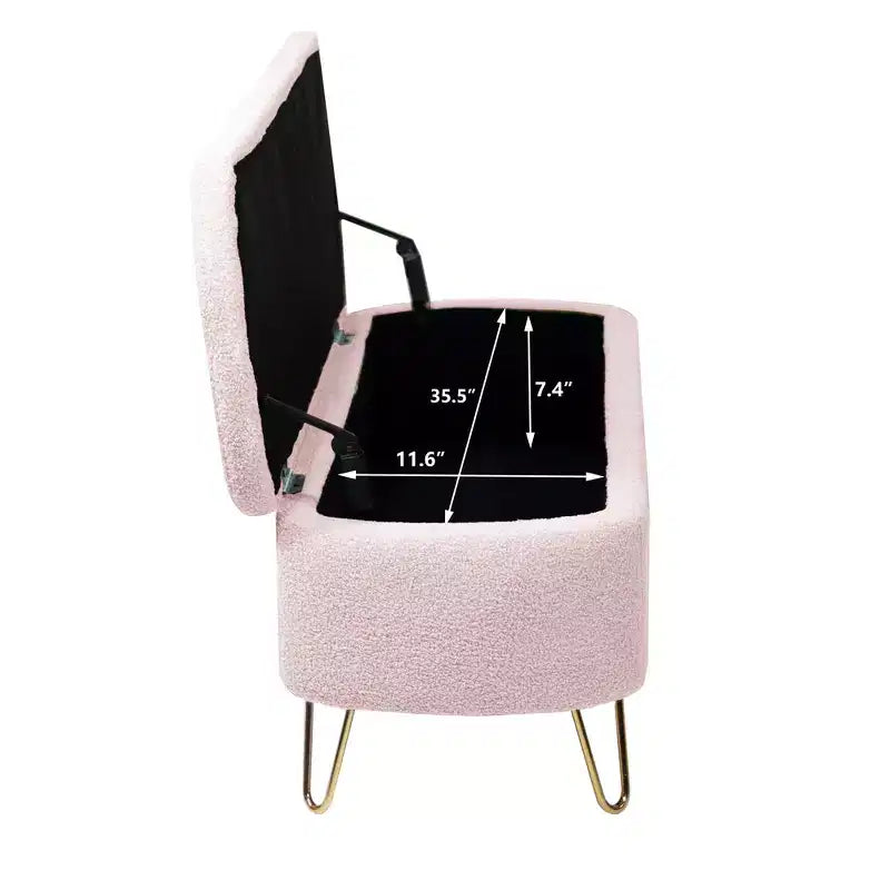 Banc de rangement en fausse fourrure capitonné, moderne, pour le bout de lit ou l'entrée