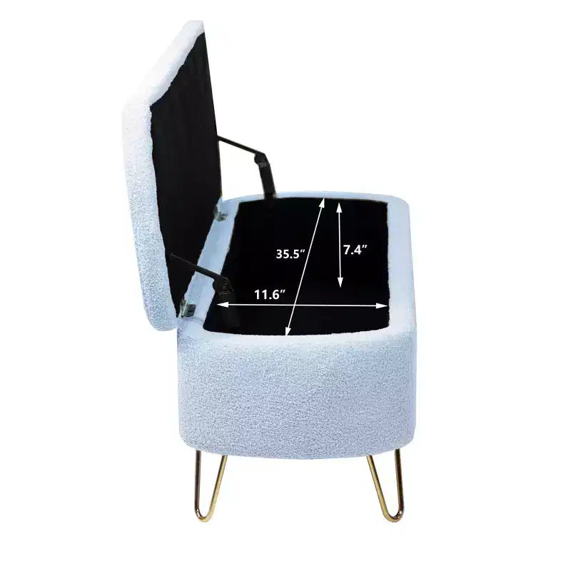 Banc de rangement en fausse fourrure capitonné, moderne, pour le bout de lit ou l'entrée