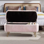 Banc de rangement en fausse fourrure capitonné, moderne, pour le bout de lit ou l'entrée