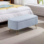 Storage Ottoman for End of Bed Modern Faux Fur Entryway Bench Upholstered with Gold Legs for Living Room Bedroom