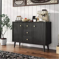 Buffet bahut moderne noir, meuble de rangement cannelé avec tiroirs