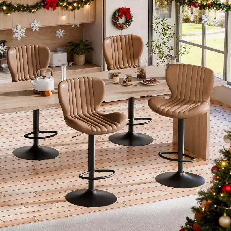 Chaises de bar pivotantes, réglables en hauteur, revêtues de cuir