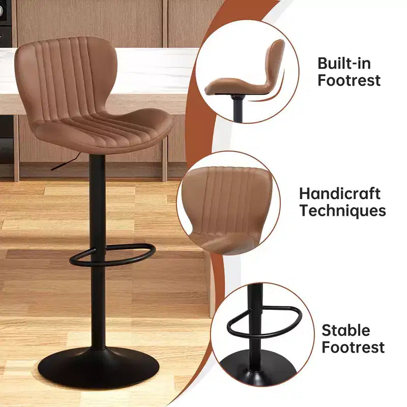 Chaises de bar pivotantes, réglables en hauteur, revêtues de cuir