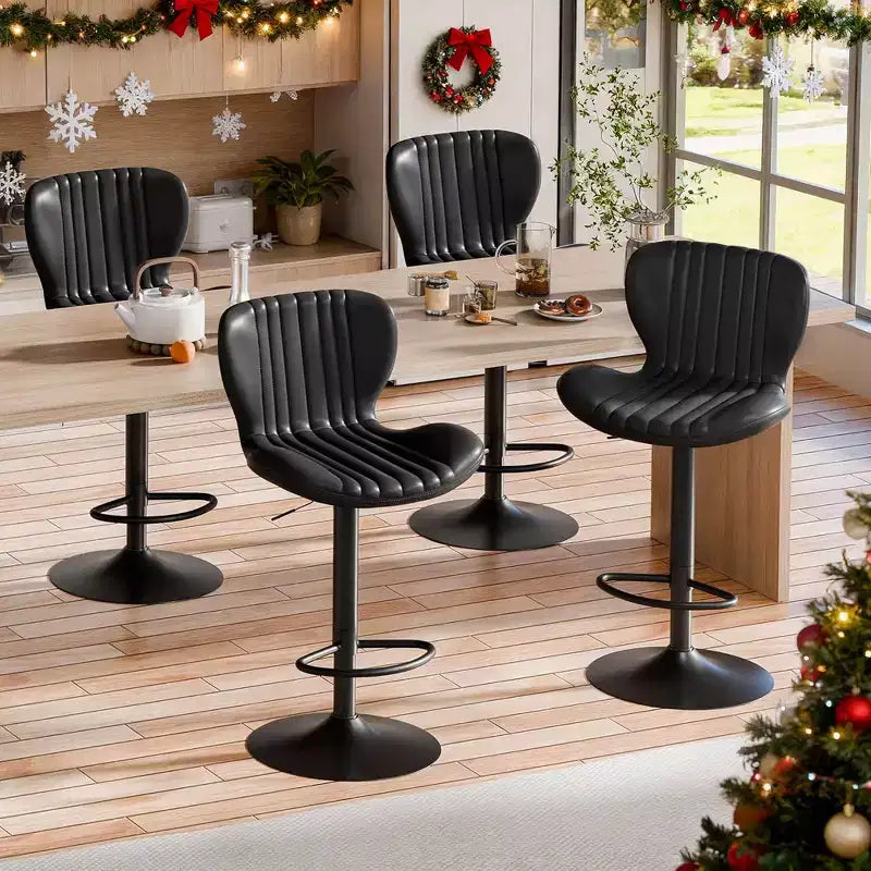 Chaises de bar pivotantes, réglables en hauteur, revêtues de cuir