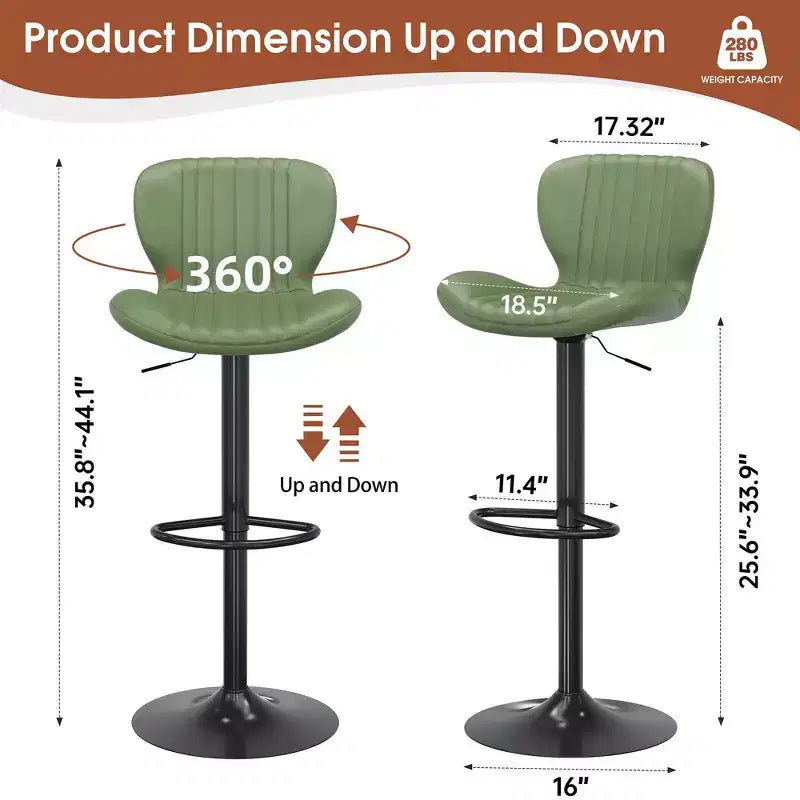 Chaises de bar pivotantes, réglables en hauteur, revêtues de cuir