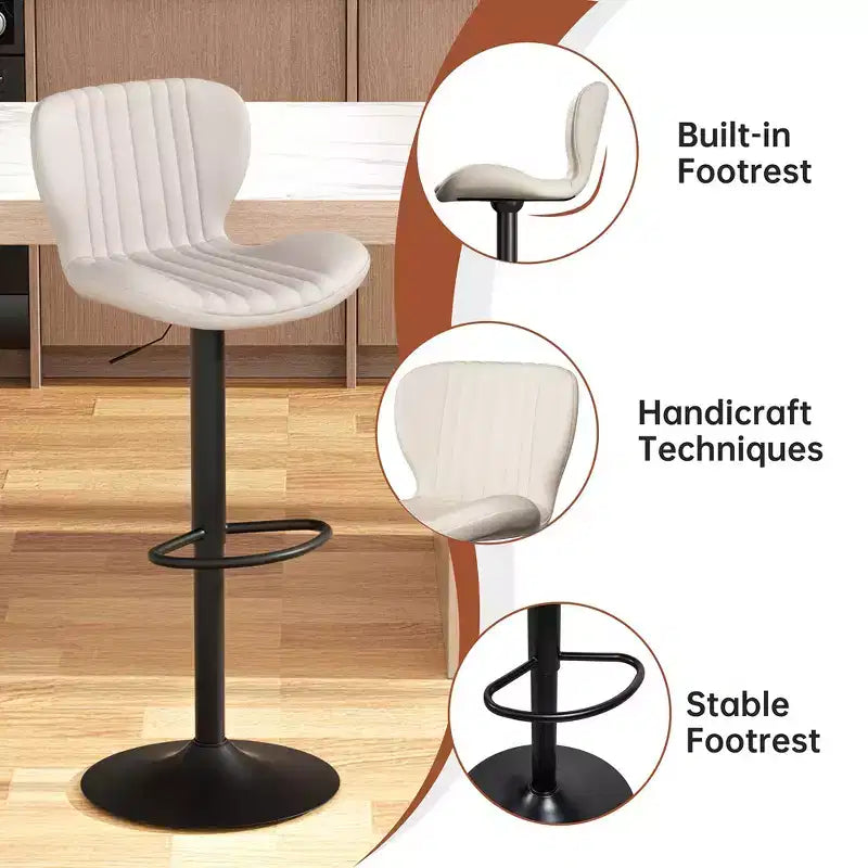 Chaises de bar pivotantes, réglables en hauteur, revêtues de cuir