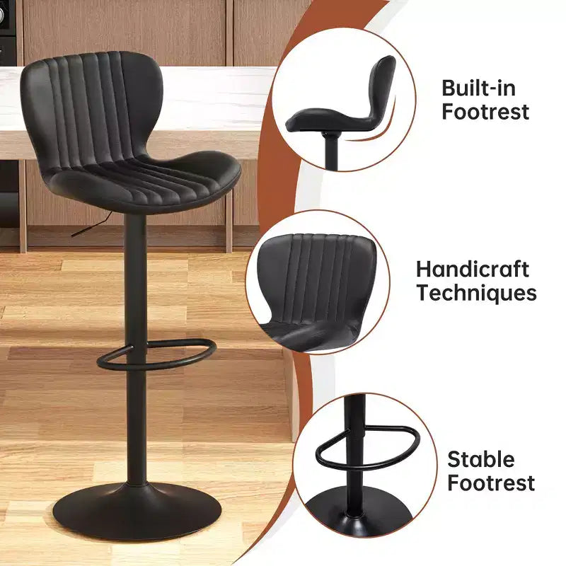 Chaises de bar pivotantes, réglables en hauteur, revêtues de cuir