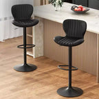 Celebalcony Bar Stools Set of 2 Swivel Bar Height Chairs Set of 2 Upholstered Adjustable Tall Leather Bar Stools for Kitchen Island