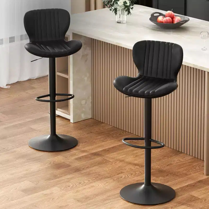 Celebalcony Bar Stools Set of 2 Swivel Bar Height Chairs Set of 2 Upholstered Adjustable Tall Leather Bar Stools for Kitchen Island