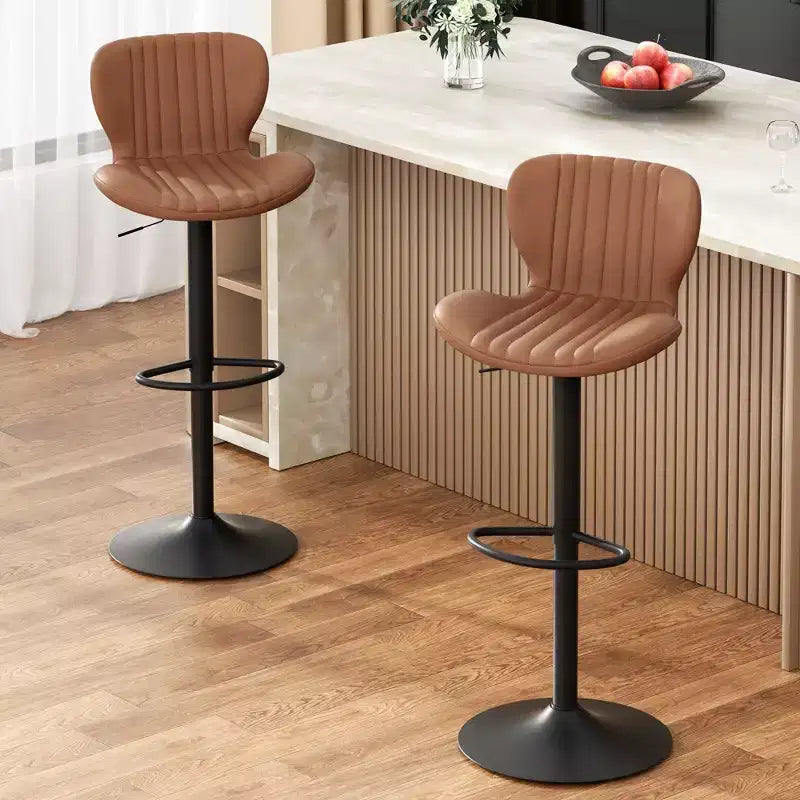 Chaises de bar pivotantes, réglables en hauteur, revêtues de cuir