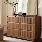 Commode à 7 tiroirs double commode avec panneau cannelé ondulé