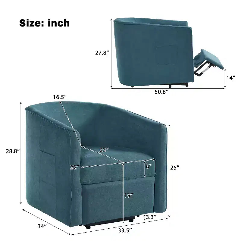 Fauteuil inclinable releveur avec aide au lever et repose-pieds, revêtu