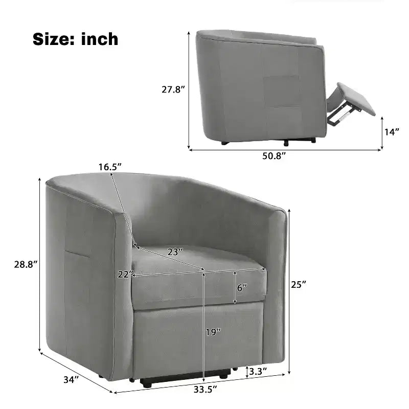 Fauteuil inclinable releveur avec aide au lever et repose-pieds, revêtu