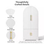 Grand meuble de garde-manger de cuisine cannelé à design arqué avec 8 étagères de porte et 3 étagères réglables