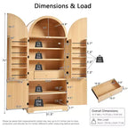 Grand meuble de garde-manger de cuisine cannelé à design arqué avec 8 étagères de porte et 3 étagères réglables