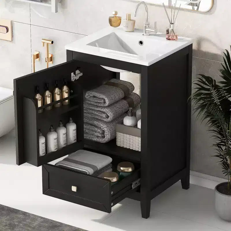 20 Small Bathroom Vanity with Sink Bathroom Cabinet with Soft Closing Door Storage Rack and A Drawer