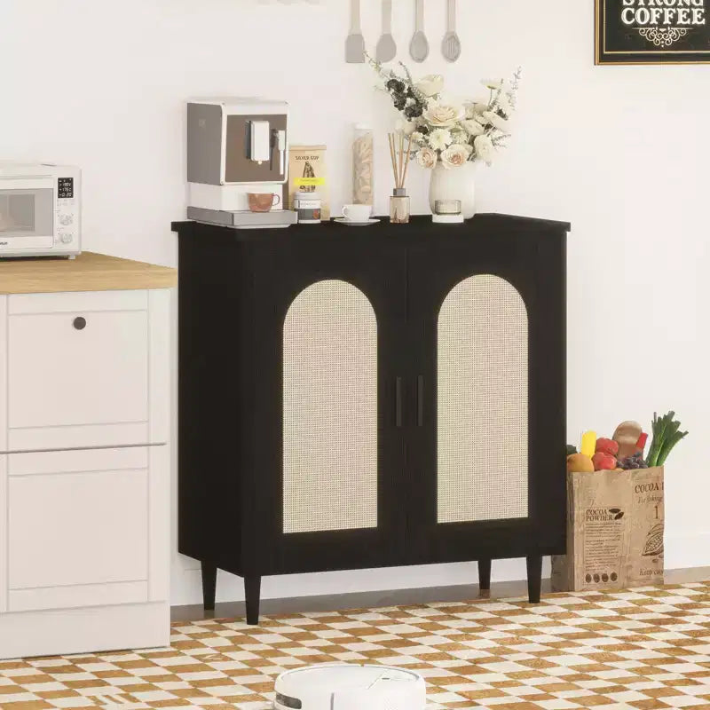 Buffets en rotin avec étagères réglables style ferme