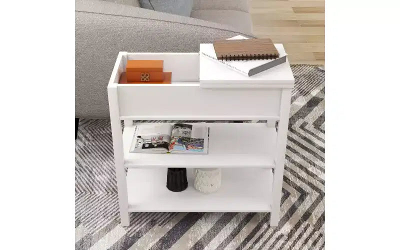 Table d'appoint rétro étroite avec meuble de rangement ouvert à 180° Table de chevet de chambre