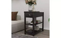 TUYOHW Retro Narrow Side Table with 180 Open Storage Cabinet Bedroom Nightstand with Bottom Shelf Sturdy MDF End Table for Living Room