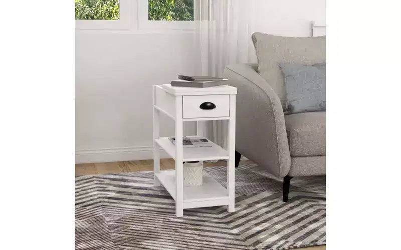 Table d'appoint rétro étroite avec meuble de rangement ouvert à 180° Table de chevet de chambre