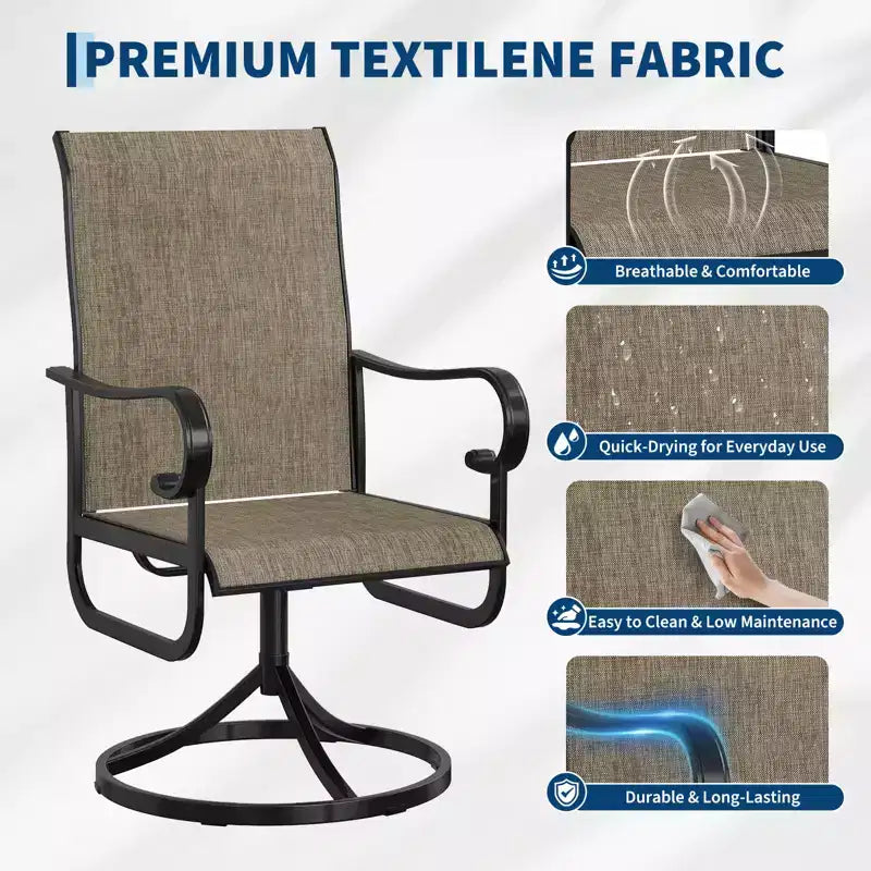 Chaises de salle à manger de patio pivotantes et basculantes haut de gamme, mobilier d'extérieur ergonomique