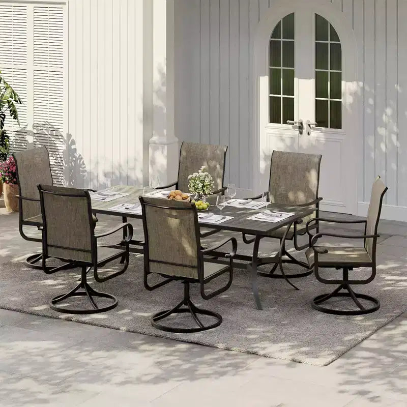 Chaises de salle à manger de patio pivotantes et basculantes haut de gamme, mobilier d'extérieur ergonomique
