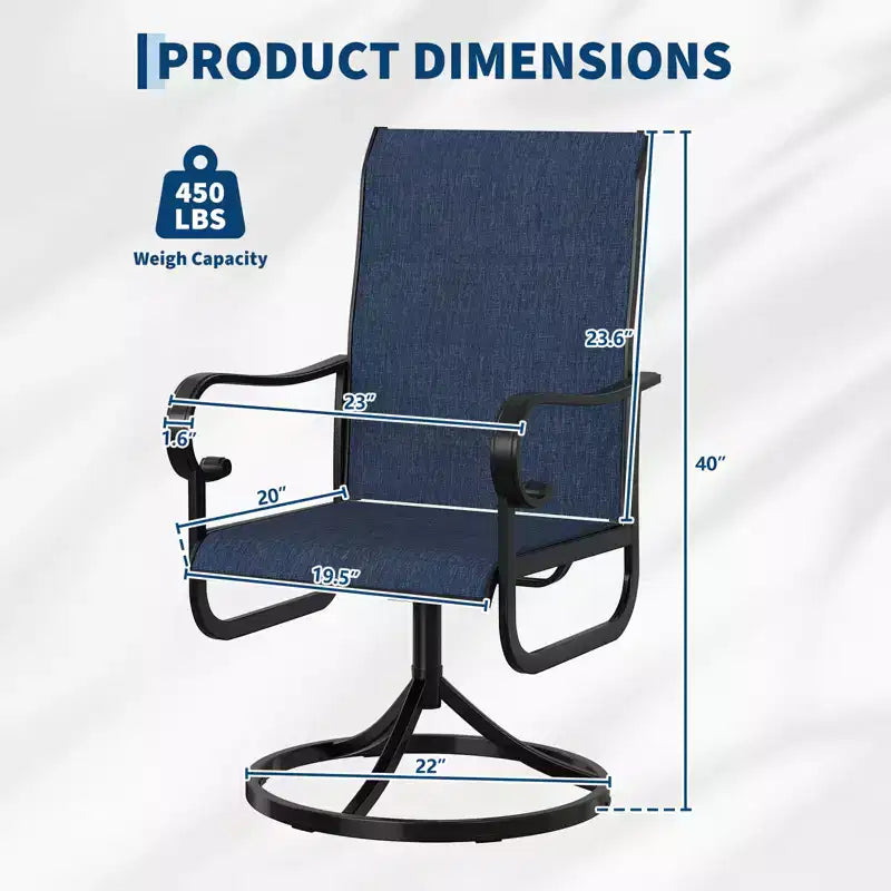 Chaises de salle à manger de patio pivotantes et basculantes haut de gamme, mobilier d'extérieur ergonomique
